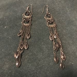 Chandelier earrings with silver and black